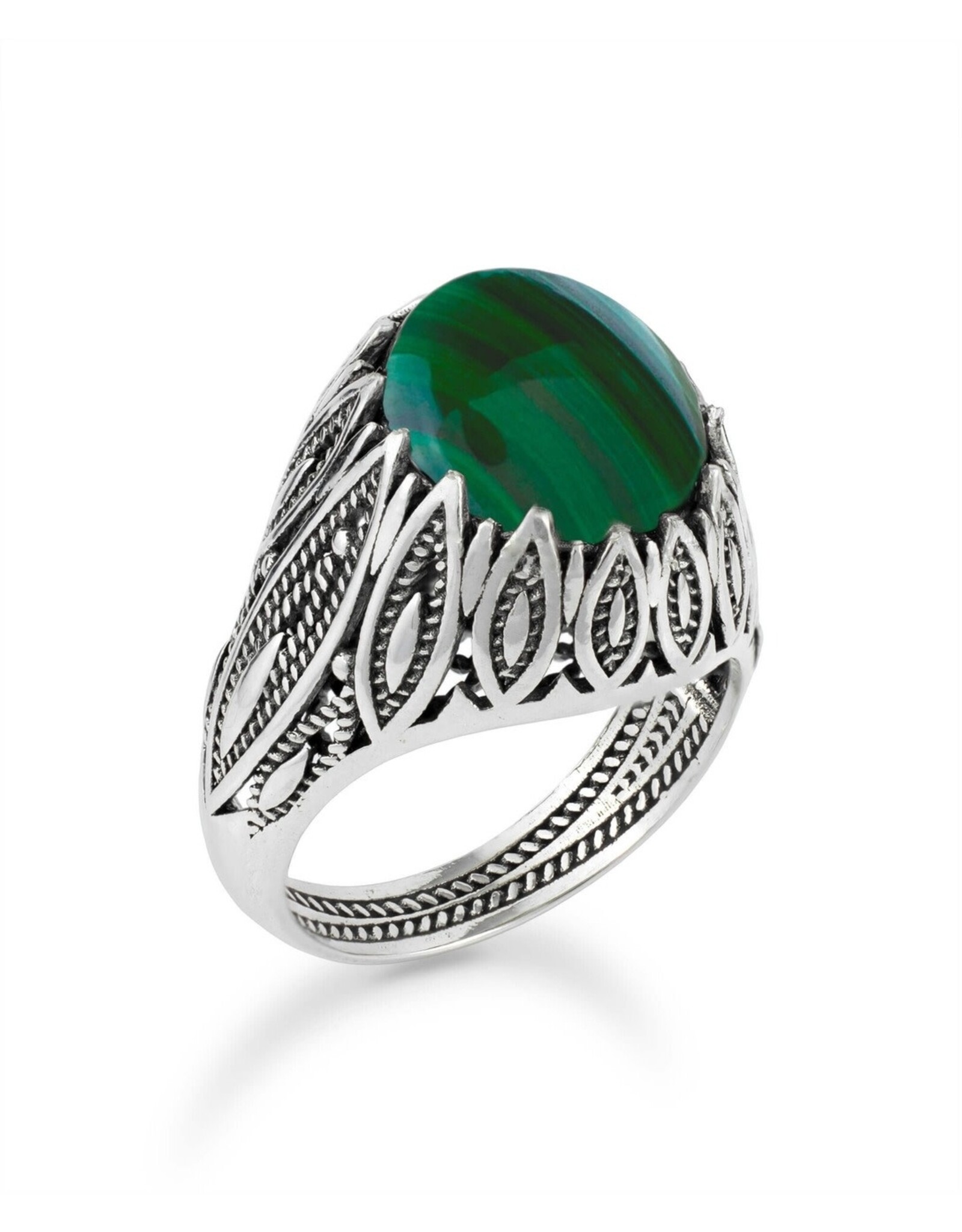 Fortitude Malachite Sterling Silver Ring Size 7