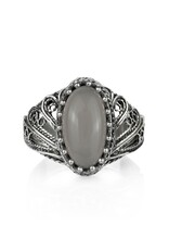 Filigree Moonstone Wings Silver Ring Size 9