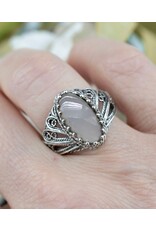 Filigree Moonstone Wings Silver Ring Size 9