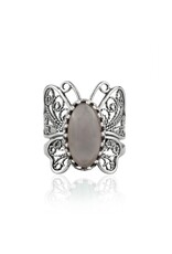 Filigree Moonstone Butterfly Sterling Silver Ring Size 9
