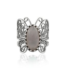 Filigree Moonstone Butterfly Sterling Silver Ring Size 9
