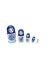 Dark Blue Gzhel Matryoshka 5 Pc