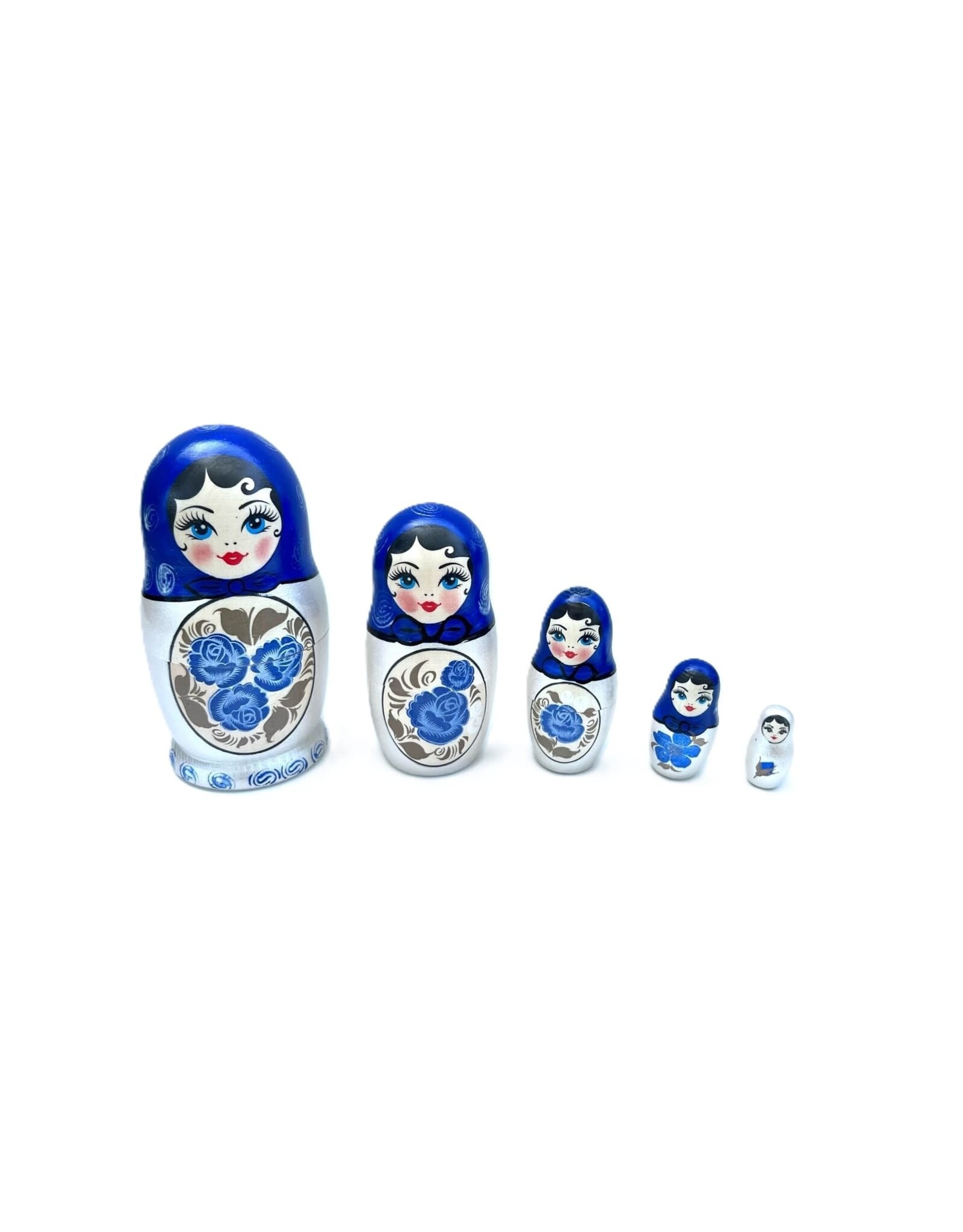 Dark Blue Gzhel Matryoshka 5 Pc