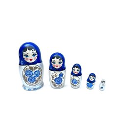Dark Blue Gzhel Matryoshka 5 Pc