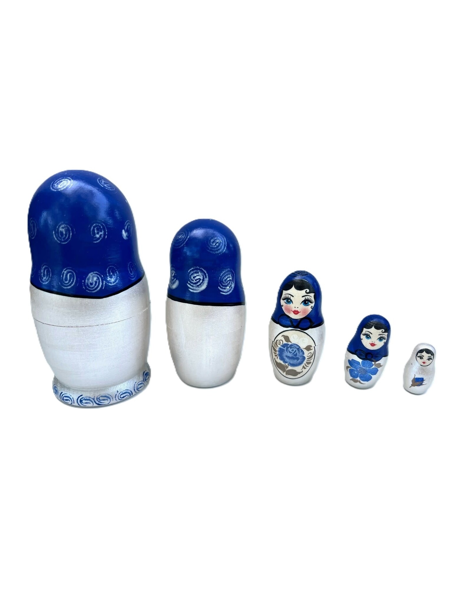 Dark Blue Gzhel Matryoshka 5 Pc