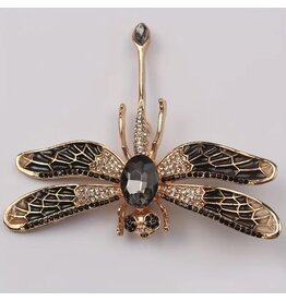 Black Enamel Dragonfly Brooch