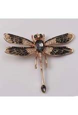 Black Enamel Dragonfly Brooch