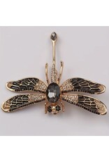 Black Enamel Dragonfly Brooch