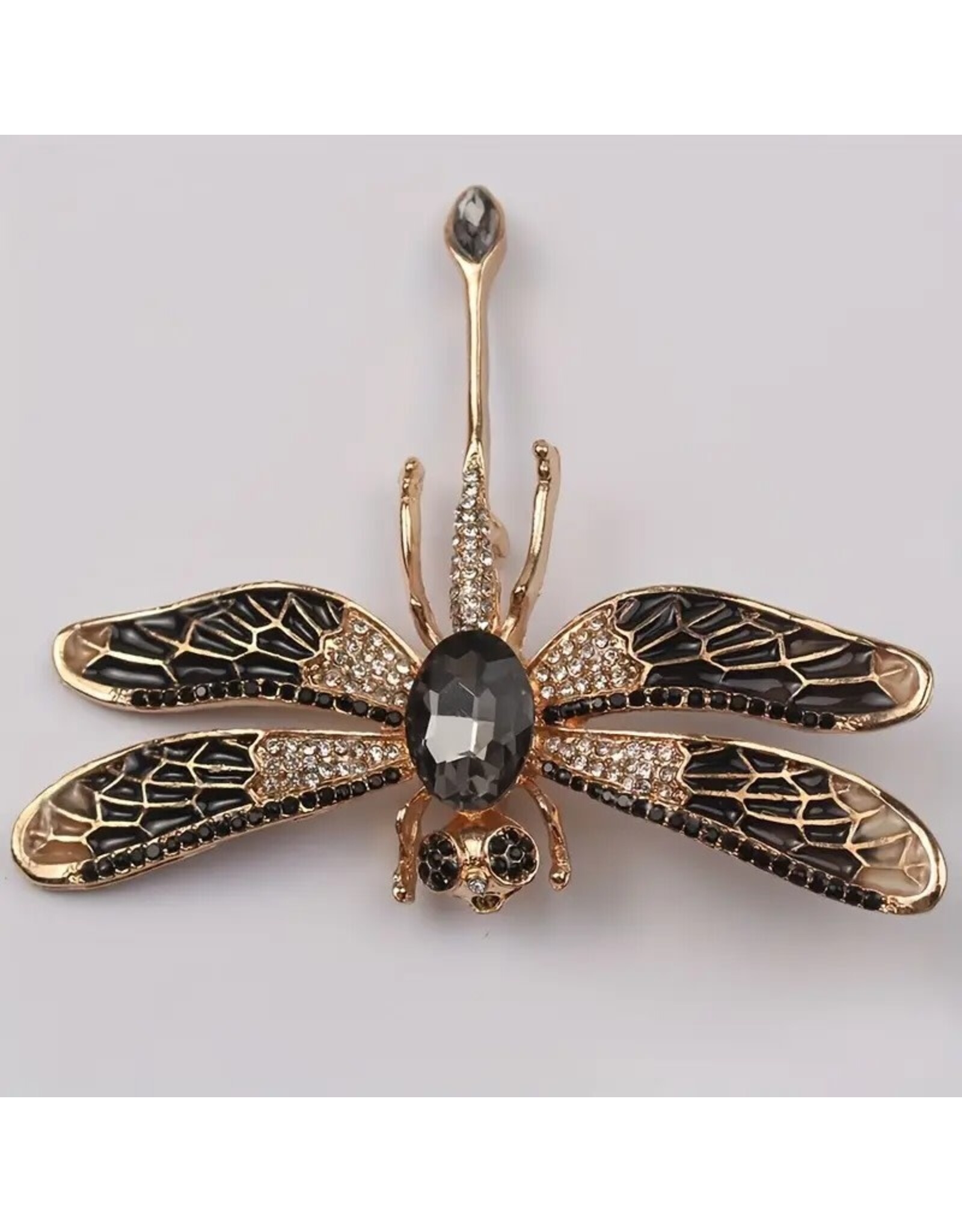 Black Enamel Dragonfly Brooch