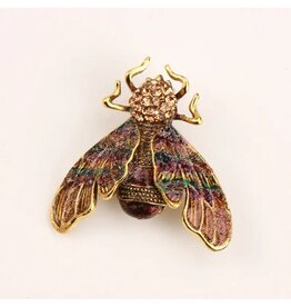 Antiqued Enamel Fly Brooch