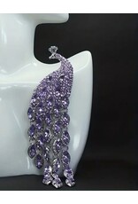Purple Bejeweled Peacock Brooch