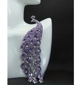 Purple Bejeweled Peacock Brooch