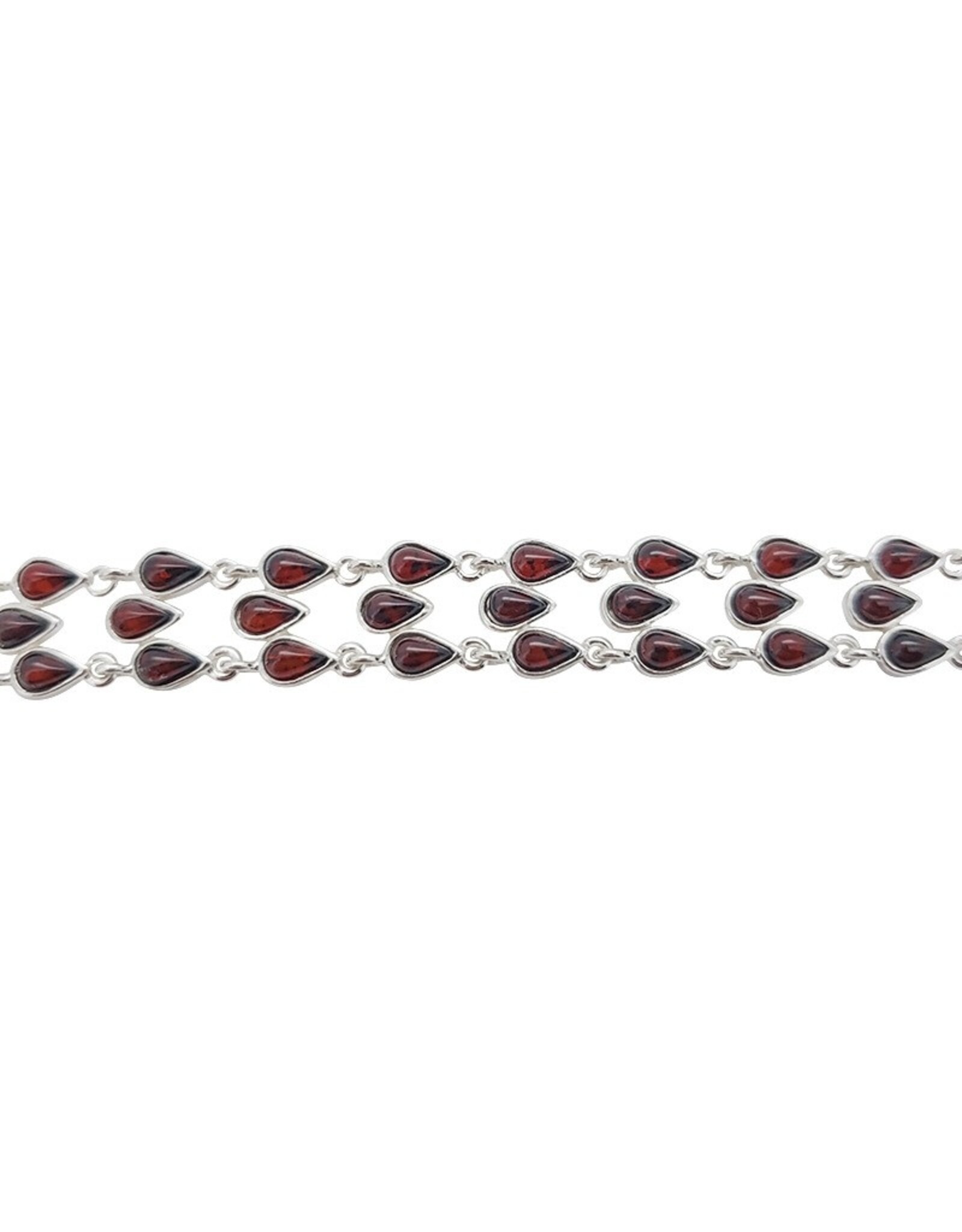 Interwoven Tears Cherry Baltic Amber Sterling Silver Bracelet