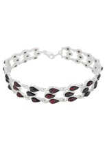 Interwoven Tears Cherry Baltic Amber Sterling Silver Bracelet
