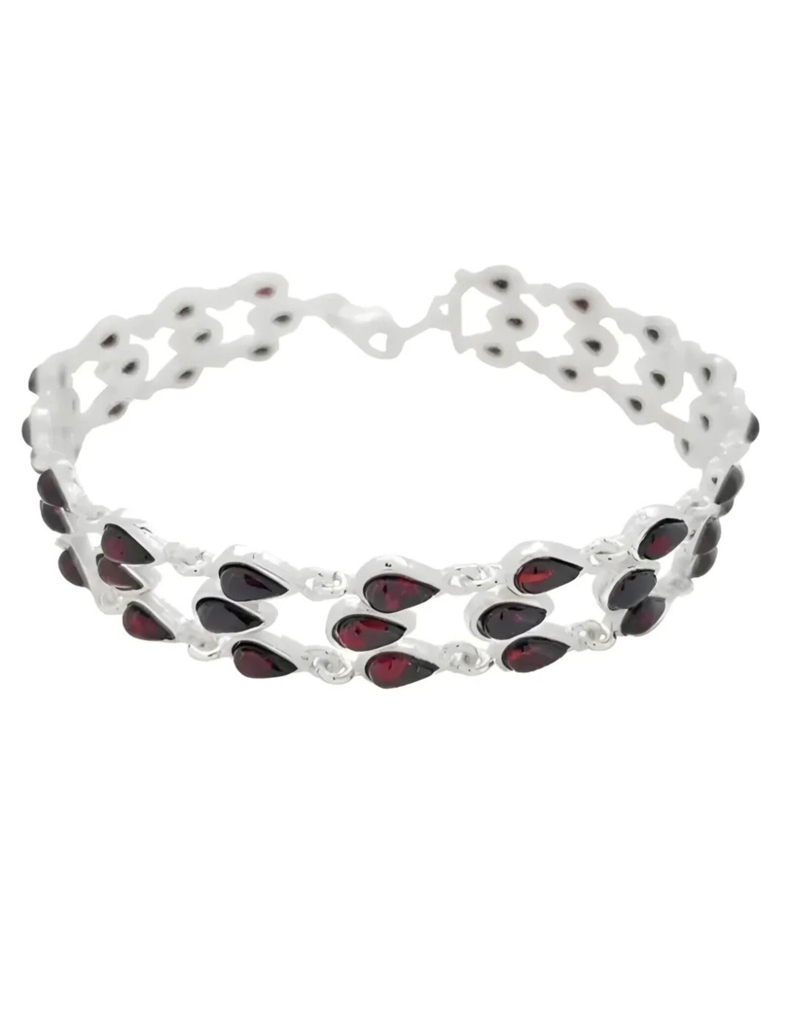 Interwoven Tears Cherry Baltic Amber Sterling Silver Bracelet