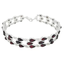 Interwoven Tears Cherry Baltic Amber Sterling Silver Bracelet