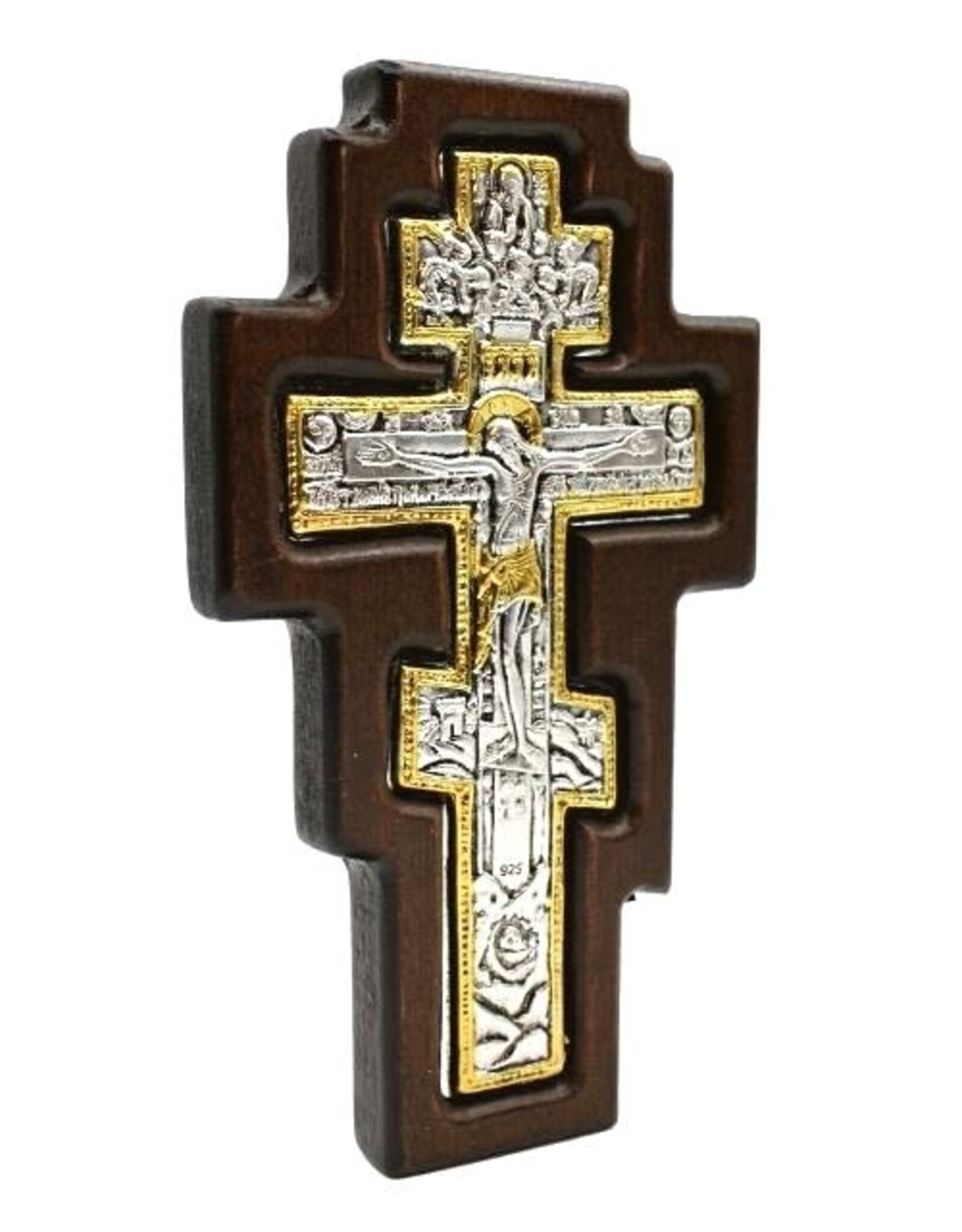 Holy Cross Crucifixion Engraved Sterling Silver Icon