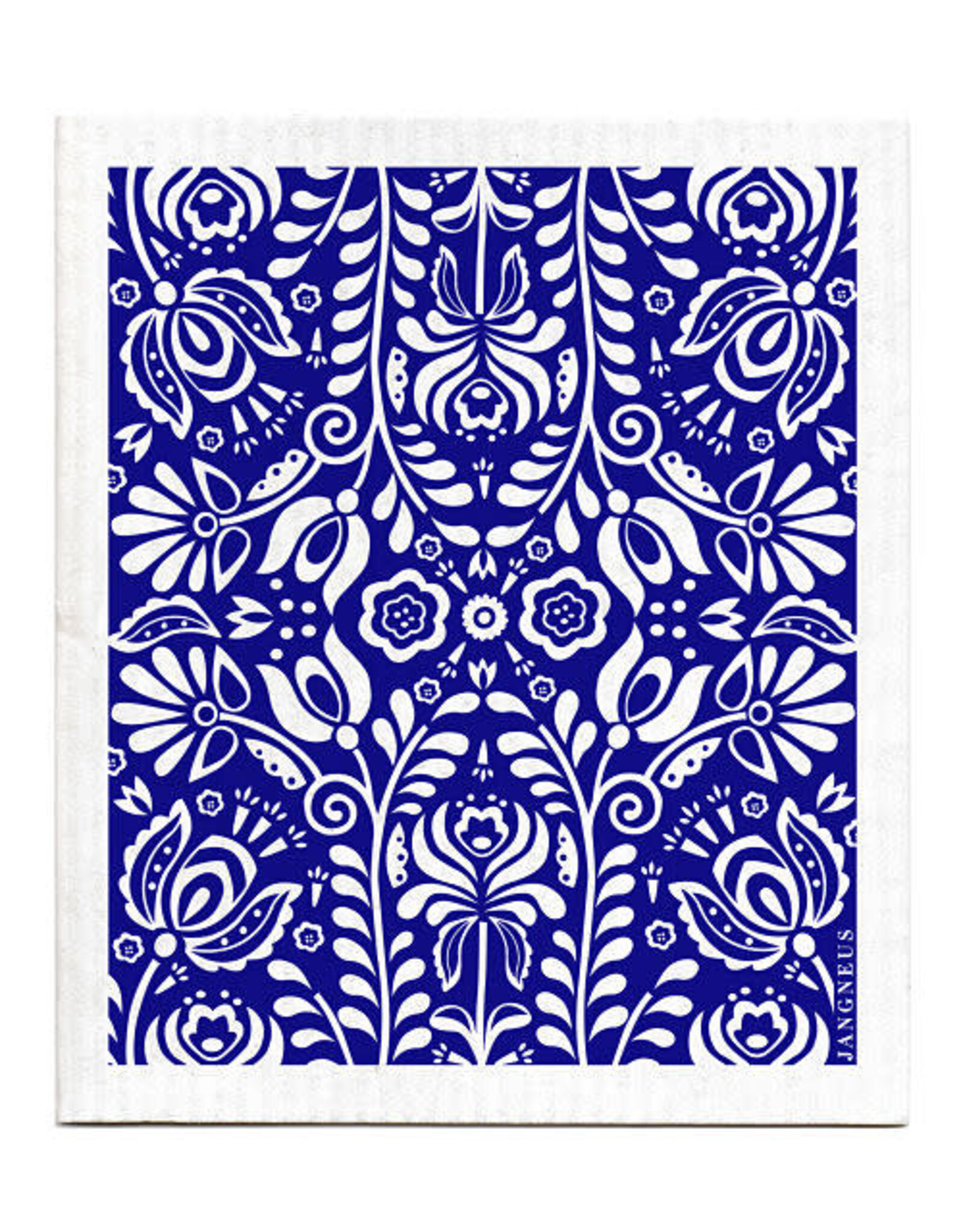 Blue Folk Floral Swedish Dishcloth
