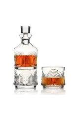 Art Deco Moderne Stacking Whiskey Decanter and Tumbler Set