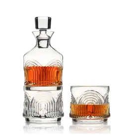 Art Deco Moderne Stacking Whiskey Decanter and Tumbler Set
