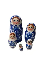 Blue and White Matryoshka 5 Pc 4"