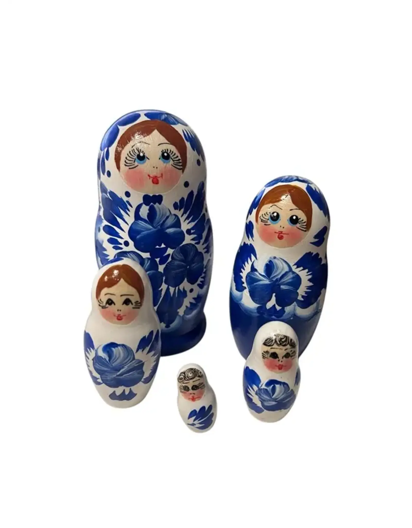 Blue and White Matryoshka 5 Pc 4"