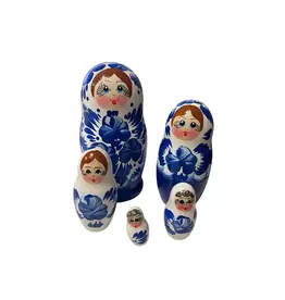 Blue and White Matryoshka 5 Pc 4"