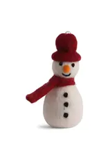 Felt Snowman with Red Hat & Scarf Ornament