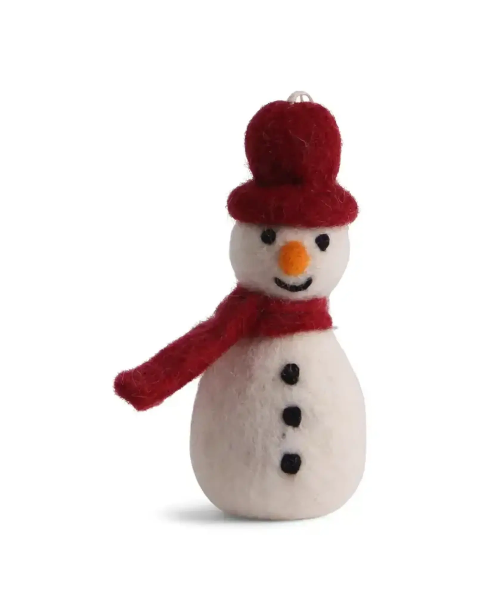 Felt Snowman with Red Hat & Scarf Ornament