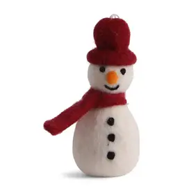 Felt Snowman with Red Hat & Scarf Ornament
