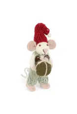 Mouse Holding Present Felt Ornament