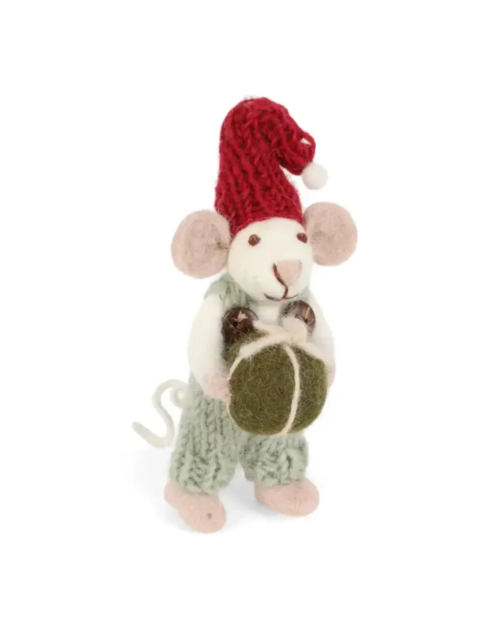 Mouse Holding Present Felt Ornament