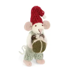 Mouse Holding Present Felt Ornament