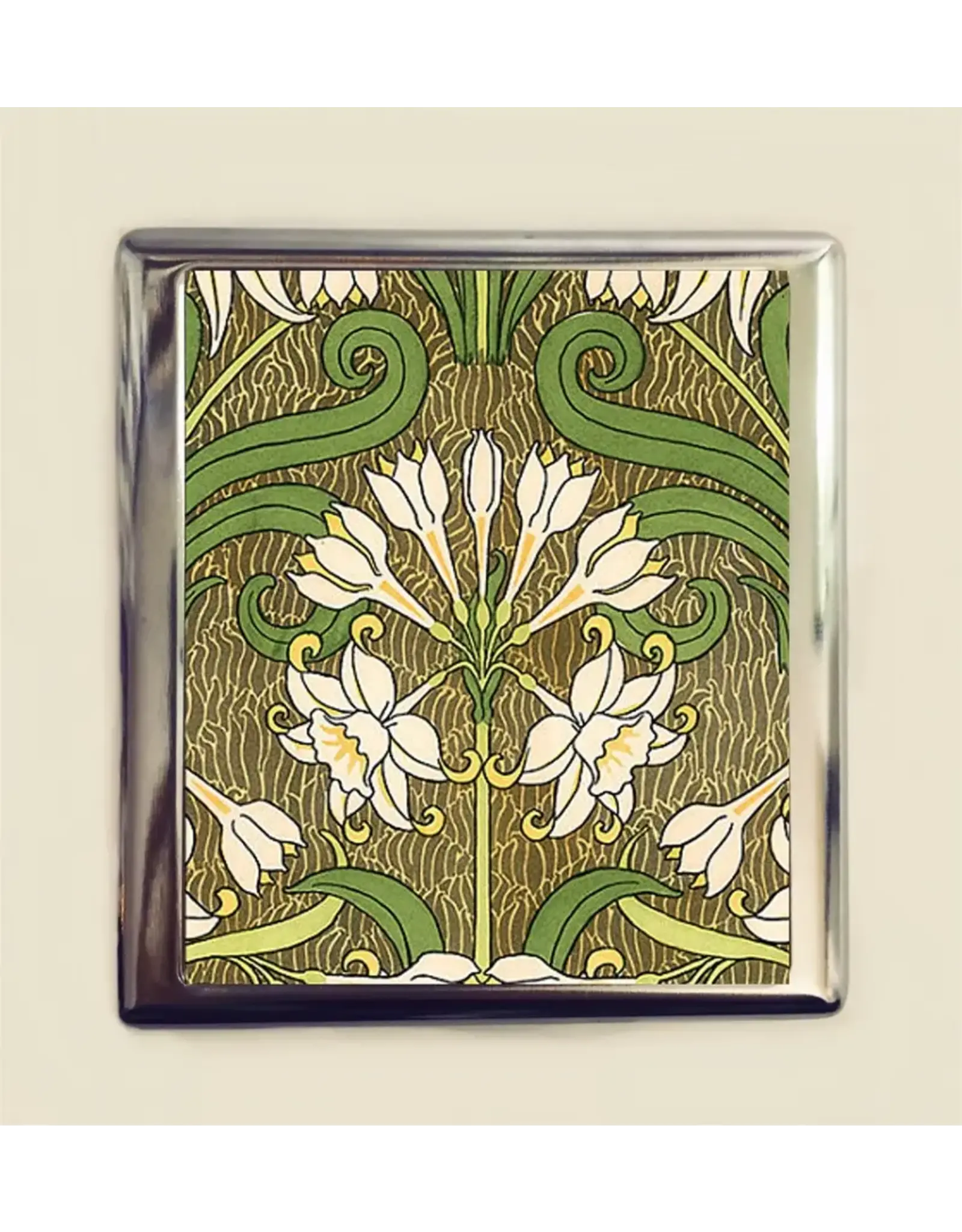 Art Nouveau White Lilies Card Holder/ Cigarette Case