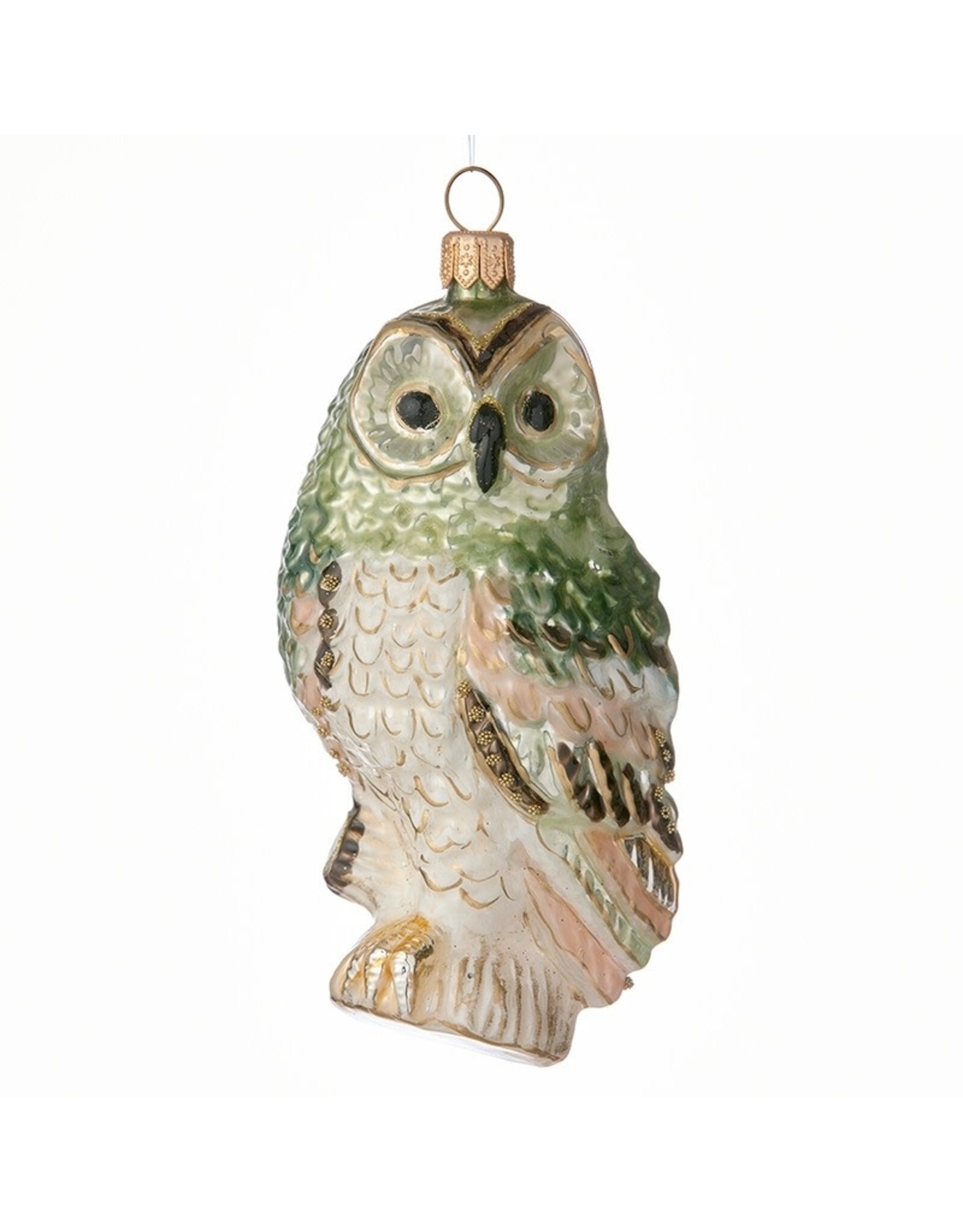 Green Owl Polish Glass Ornament