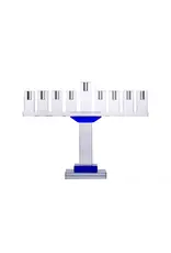 Clear Crystalline Menorah with Blue