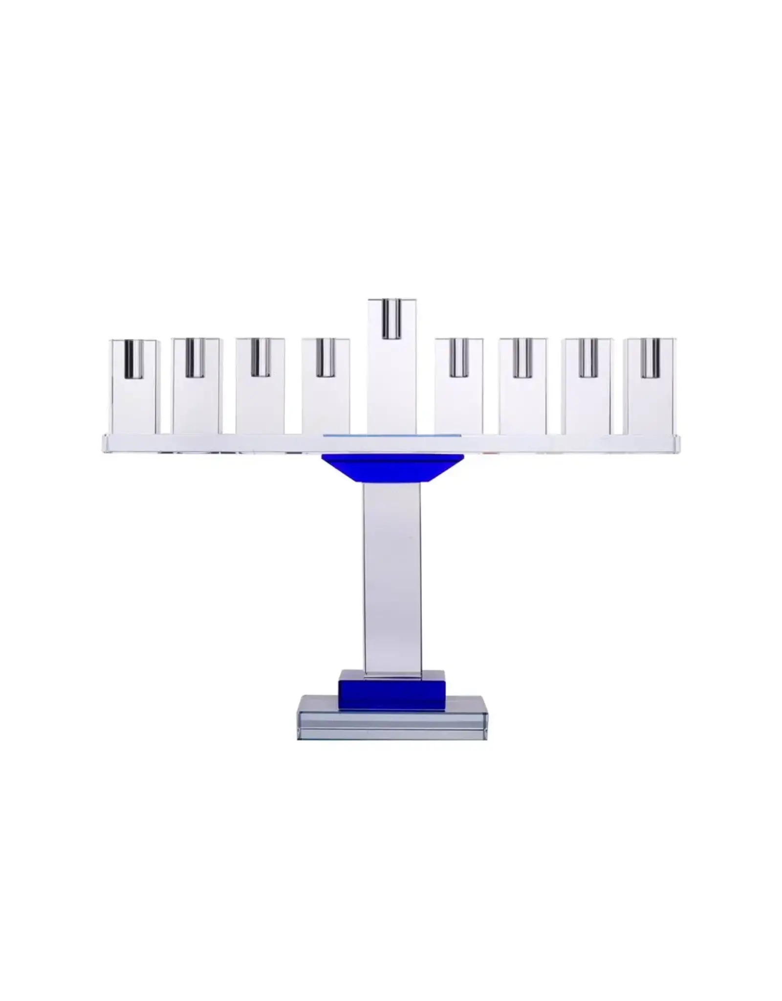 Clear Crystalline Menorah with Blue