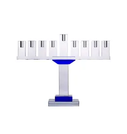 Clear Crystalline Menorah with Blue