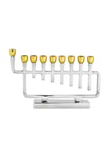 Polished Silver Menorah with Gold Candle Cups