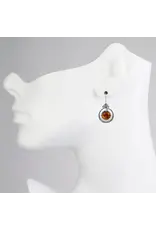 Amber Stone Drop Silver Earrings
