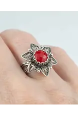 Filigree Coral Daisy sterling silver ring size 8.5