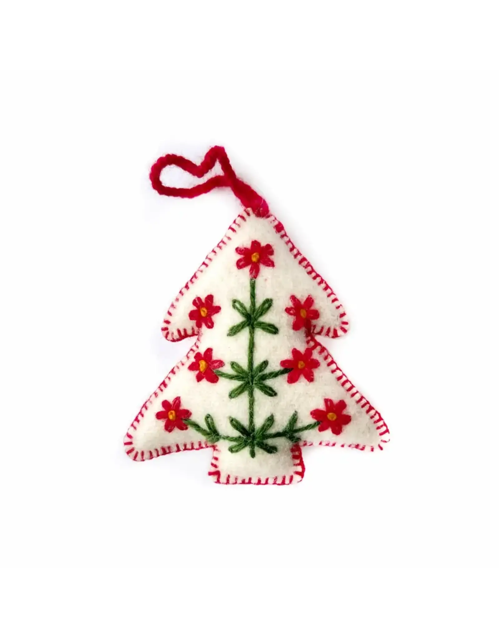 Christmas Tree Embroidered Wool Ornament