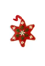 Red Star Embroidered Wool Ornament
