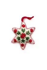 White Star Embroidered Wool Ornament