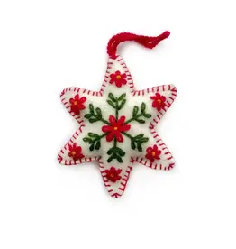 White Star Embroidered Wool Ornament