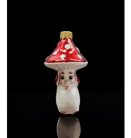 Smiling Mushroom Hand Painted Glass Ornament