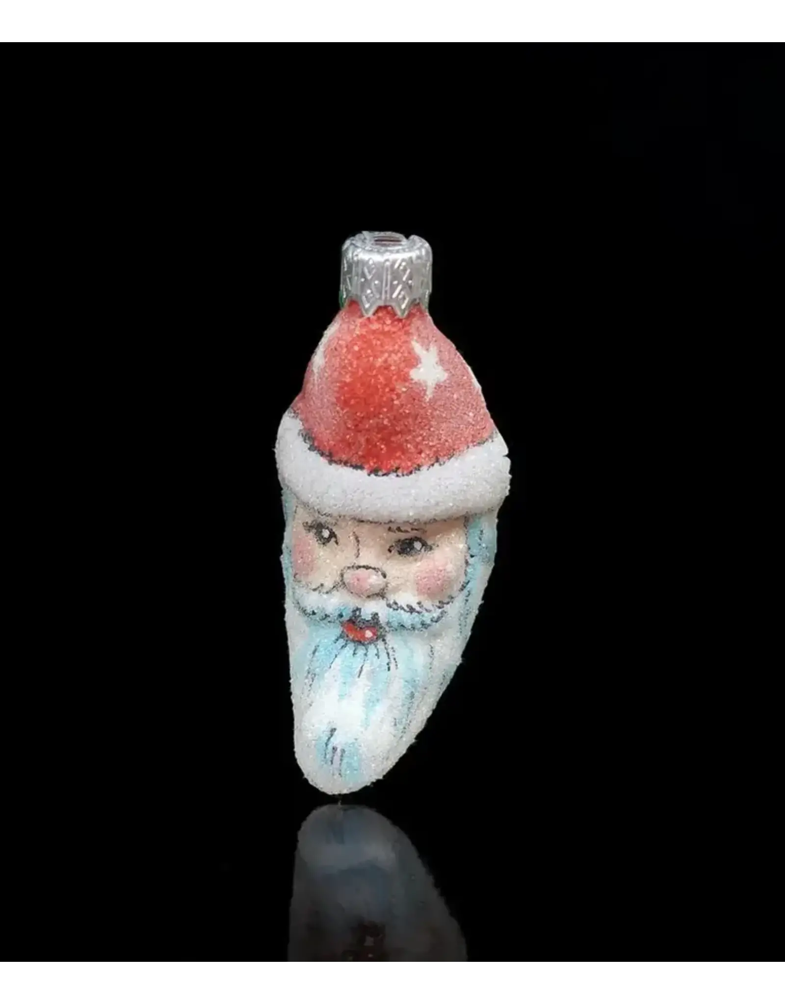 Moon Santa Hand Painted Glass Ornament
