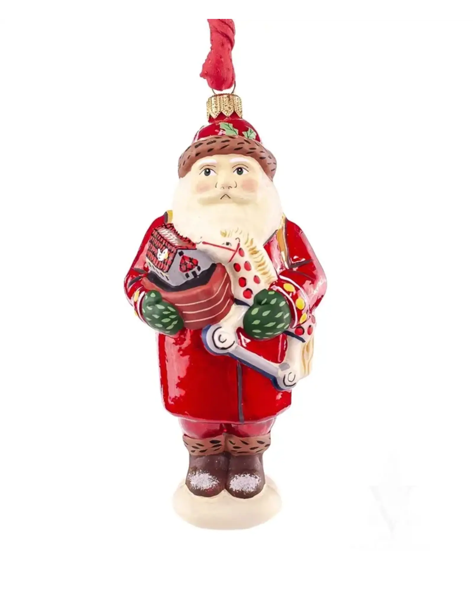 Glimmer Santa Polish Glass Ornament with Toys