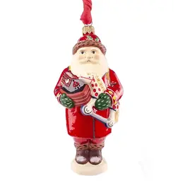 Glimmer Santa Polish Glass Ornament with Toys