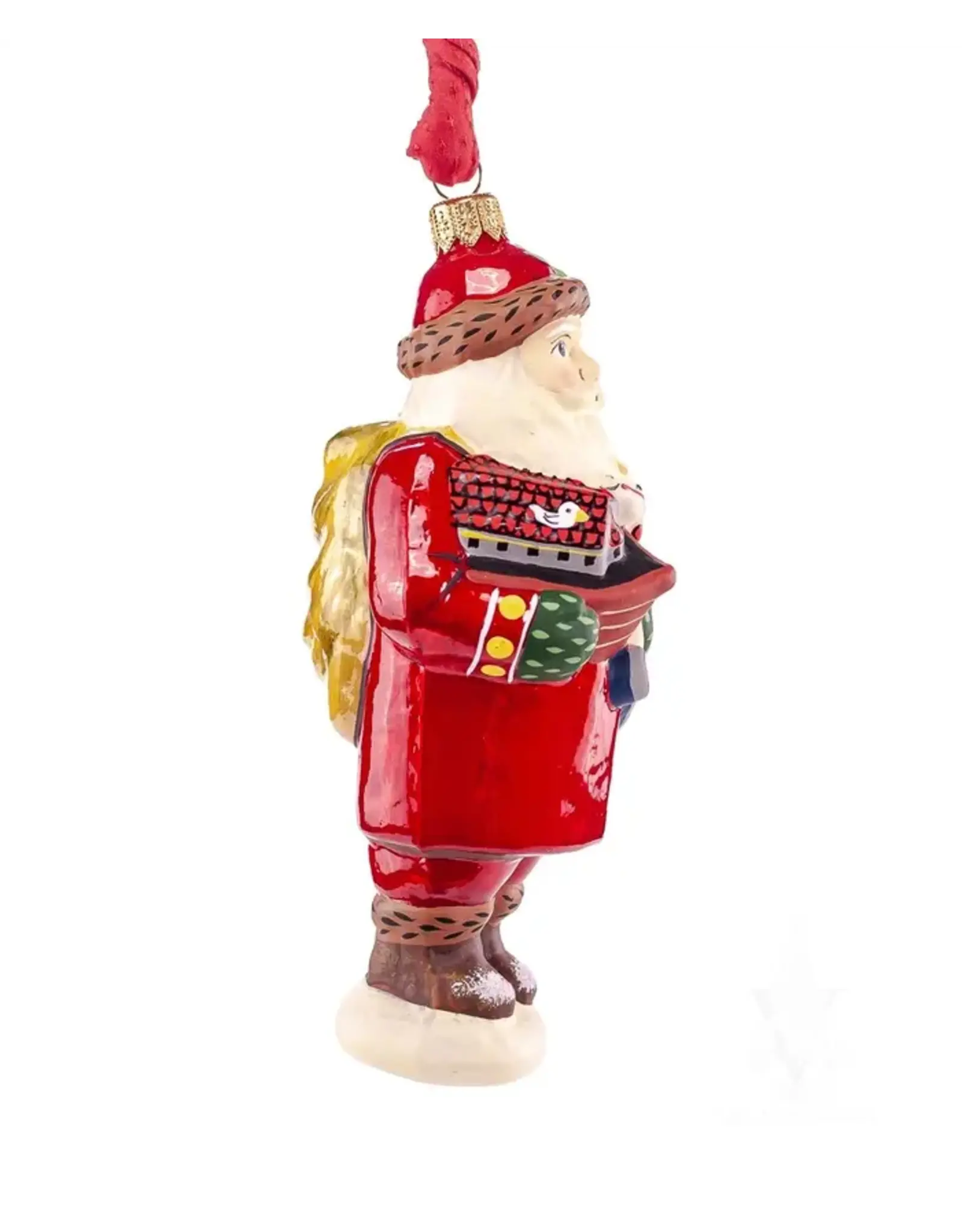 Glimmer Santa Polish Glass Ornament with Toys